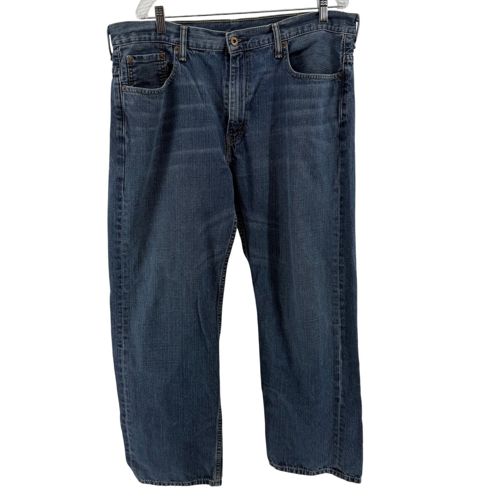 Levis 569 Loose Straight Leg Jeans Mens 38x32 Medium Wash Blue Denim Selvedge